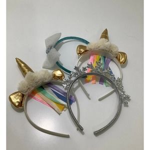 Disney Frozen headbands unicorn bow bundle of 4 EUC